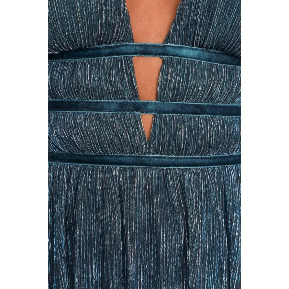 NWOT Lulus Smokeshow Teal Metallic Mini Dress Small - Picture 5 of 10